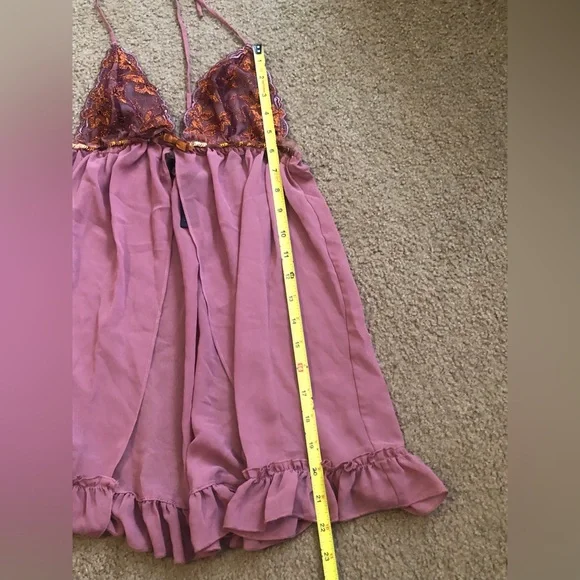 Victorias’s Secret Lingerie Top Medium And Lace G String Thong Maroon Baby Doll - Picture 10 of 13